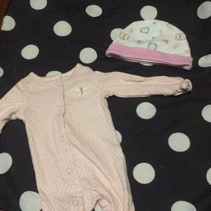 Peach butterfly sleeper and hat